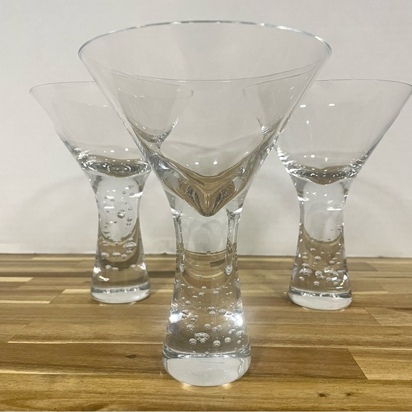 Vintage Swanky Thick Stemmed Martini Glasses Mid Century Bar, MCM Barware 3 - Picture 1 of 10